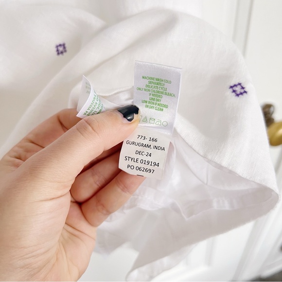 Lilly Pulitzer • Mialeigh Linen Dress in Water Hyacinth white folk embroidery - Picture 12 of 15